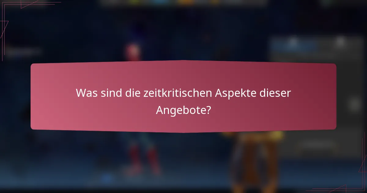 Was sind die zeitkritischen Aspekte dieser Angebote?